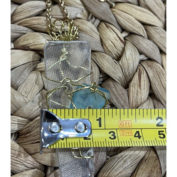 Authentic White&Teal Sea Glass From North Carolina Wrapped Silver Tone Coastal - Picture 7 of 8